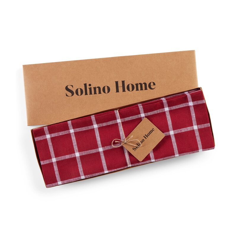 Solino Home 100% Pure Linen Fall Plaid Linen Placemats 14 x 19 Inch Set of 4 | Windowpane