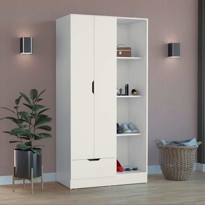 DEPOT E-SHOP Toccoa Armoire with 1-Drawer and 4-Tier Open Shelves