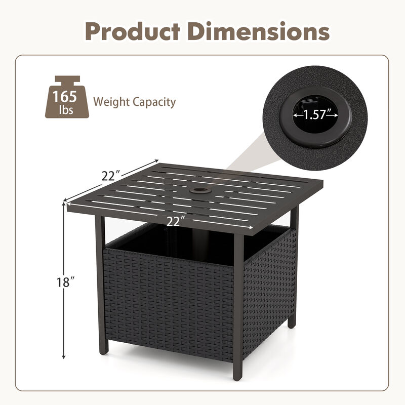 Outdoor Patio Rattan Wicker Steel Side Deck Table
