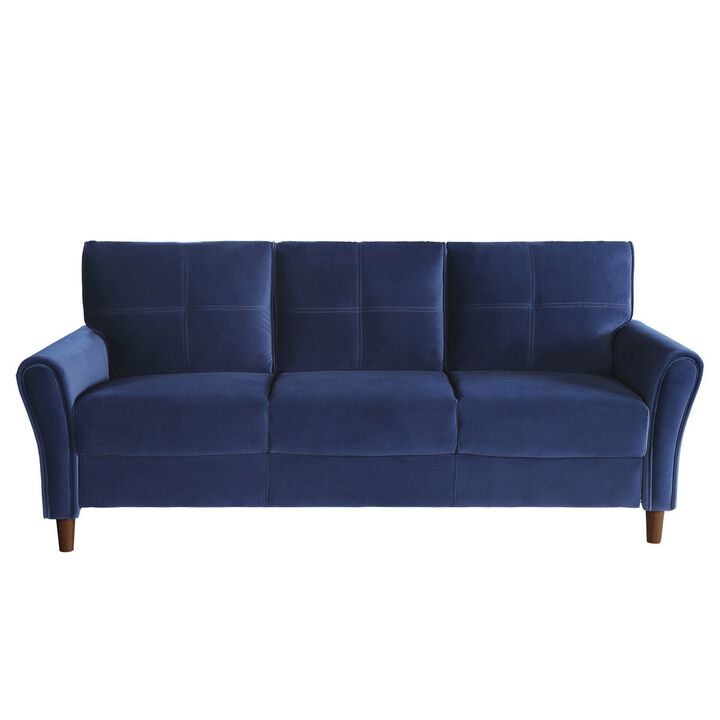 Sarah, Blue Velvet, Stitch Tufting, Reversible Cushions - Benzara