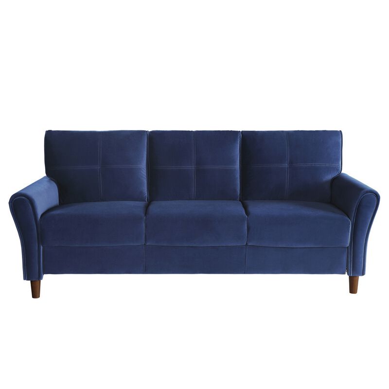 Sarah, Blue Velvet, Stitch Tufting, Reversible Cushions - Benzara