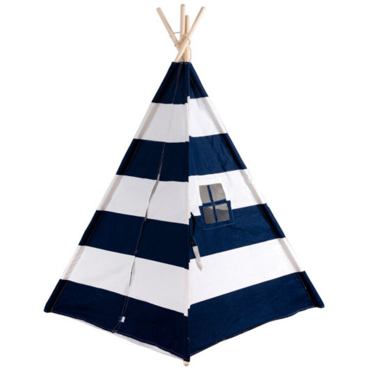 5' White & Blue Portable Indian Children Sleeping Dome Play Tent
