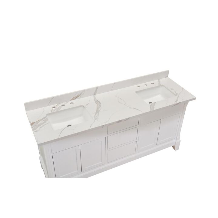 Altair 73 in. Composite Stone Vanity Top in Calacatta White with Sink