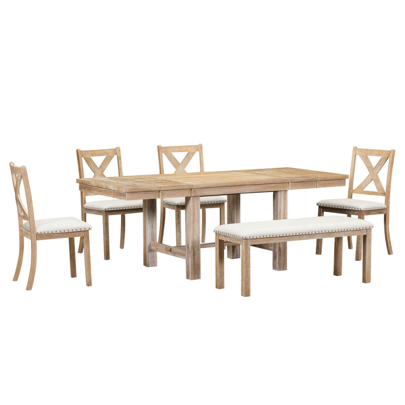 Farmhouse 6-Piece Dining Set with Extendable Table