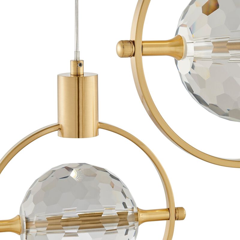 Hollywood Pendant Gold Metal and Acrylic 3 LED Lights Dimmable