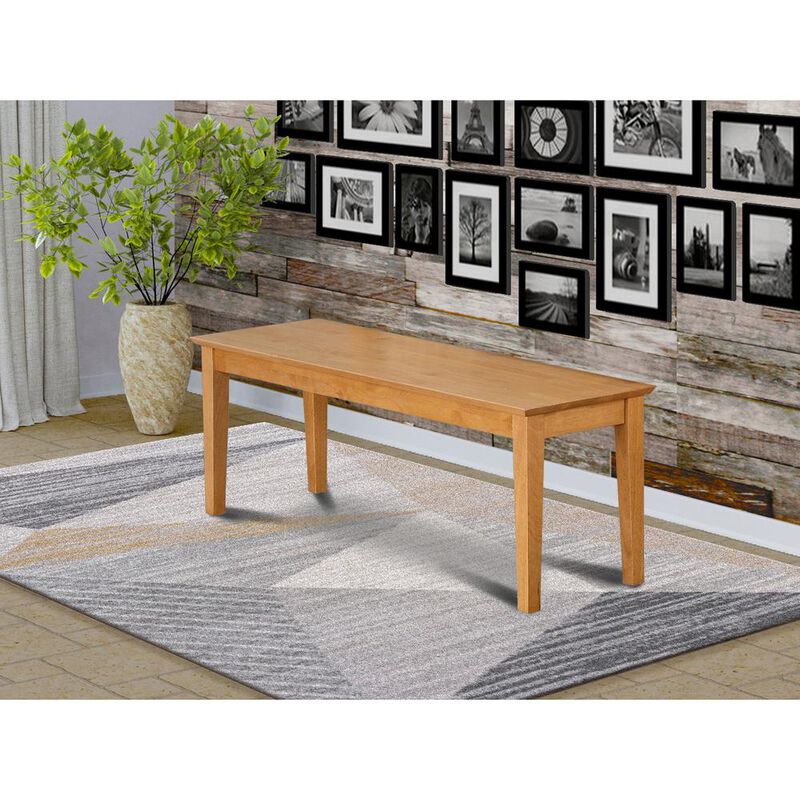 East West Furniture Capri  bench  with  wood  seat  in  Oak  Finish