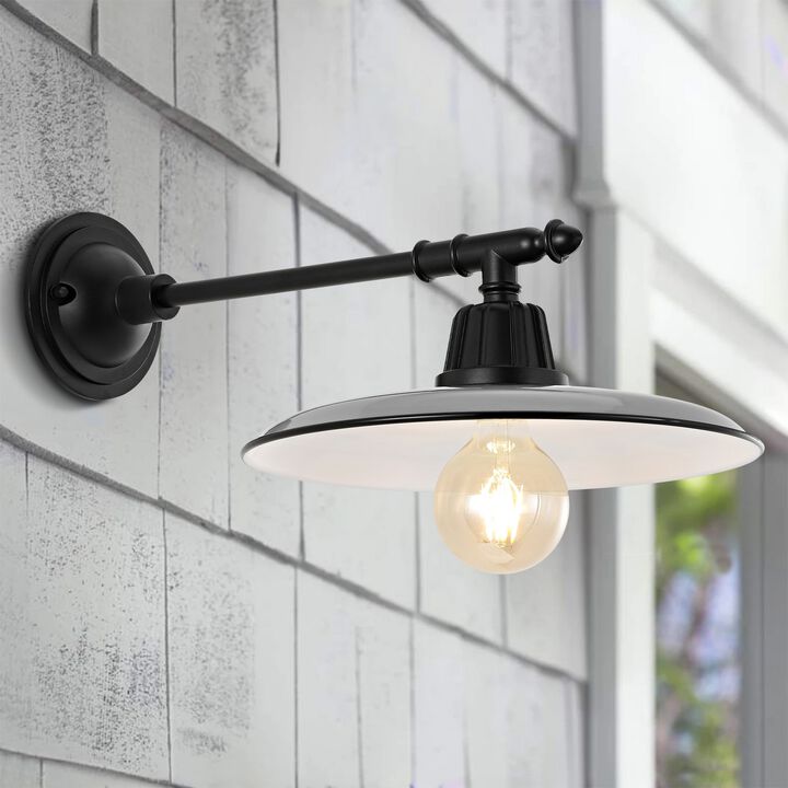 Bonner Farmhouse Industrial Indoor/Outdoor Iron LED Victorian Arm Outdoor Sconce