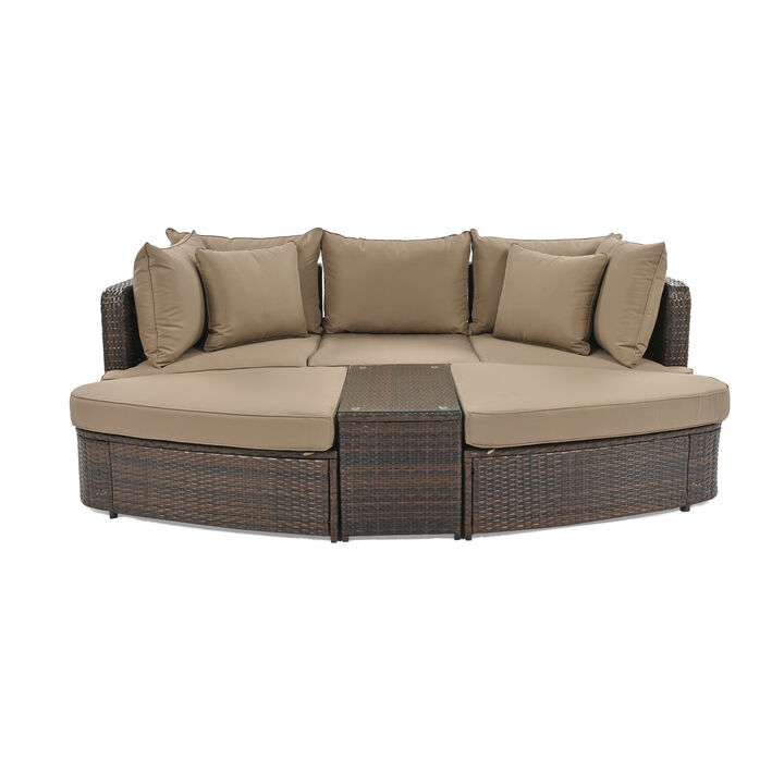 Merax Patio Outdoor Conversation Sofa Table Seating Set