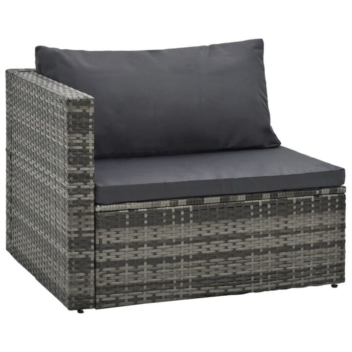 vidaXL 5 Piece Garden Lounge Set with Cushions Poly Rattan Gray
