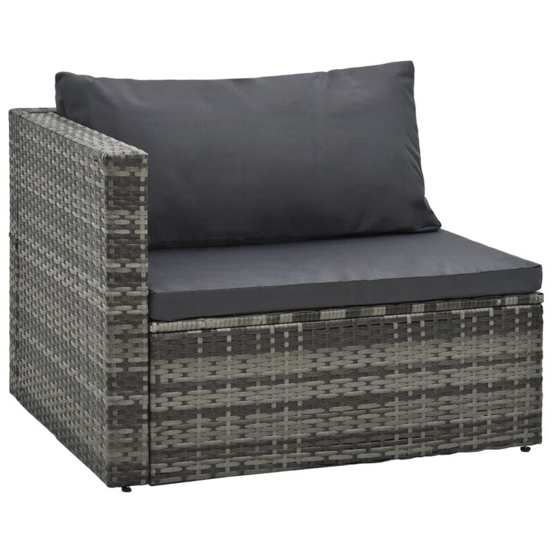 vidaXL 5 Piece Garden Lounge Set with Cushions Poly Rattan Gray