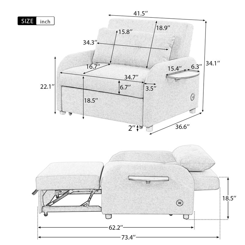 Multi-functional Sofa Sleeper with USB Charge