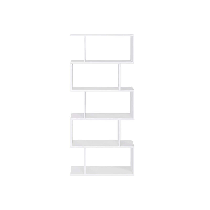 Wooden 5-Tier Display Shelf – Freestanding White Bookcase