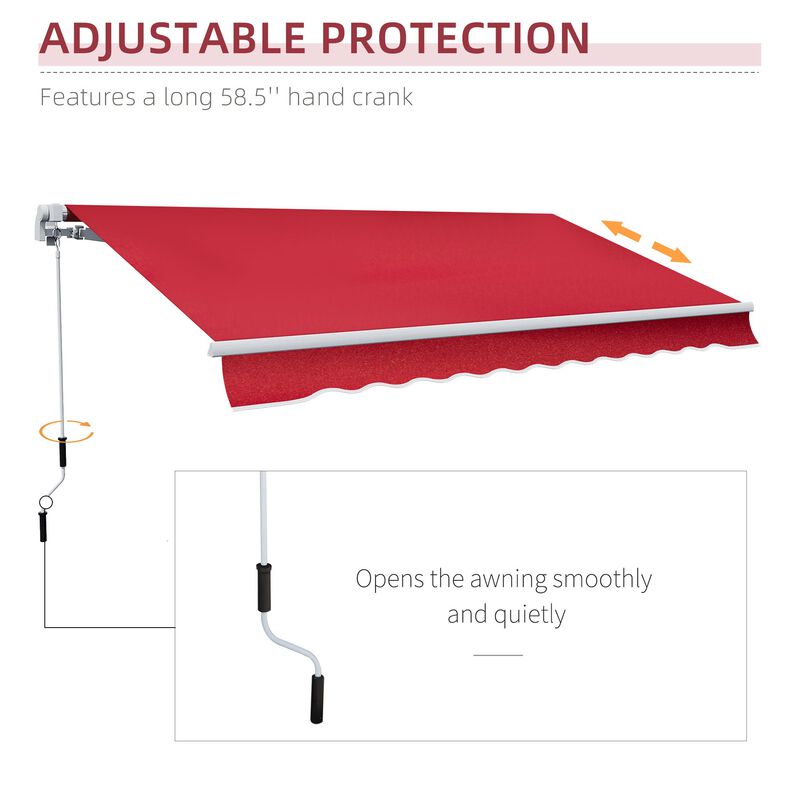 Wine Red Outdoor Shade: 12'x10' Manual Retractable Awning