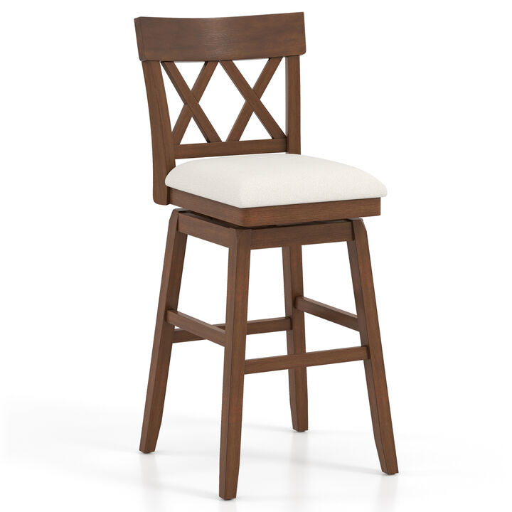 Bar Stool with Contoured Backrest and Swivel Padded Seat