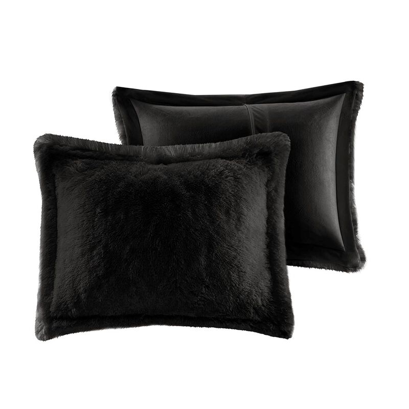 Gracie Mills Susie Solid Shaggy Long Fur Duvet Cover Set