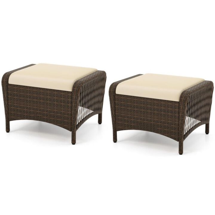 Outdoor Patio Ottomans with Removable Cushions for Garden or Backyard Seating