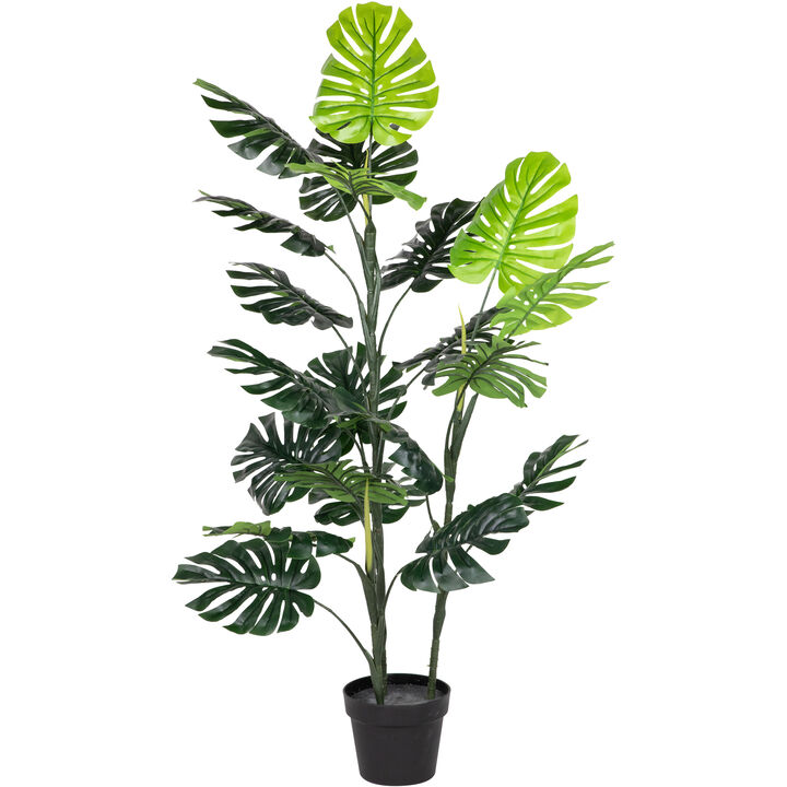 4' Green Artificial Monstera Plant in Black Pot