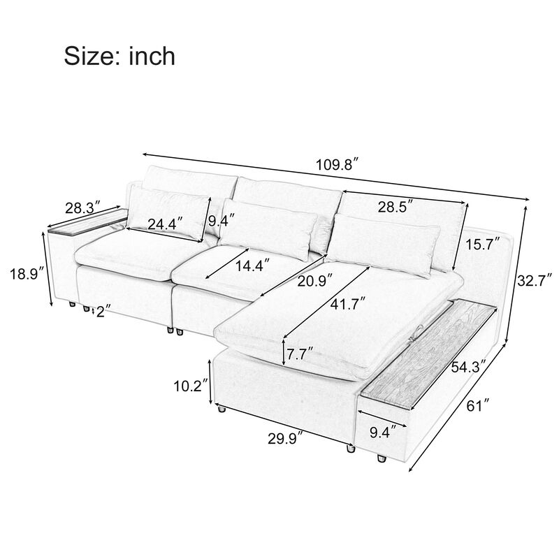 Merax L-shaped Modular Sectional Sofa with  Storage