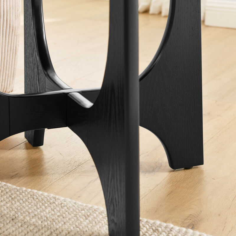 25" Round End Table, Wooden Side Table, Nightstand For Bedroom, Living Room, Reception Room