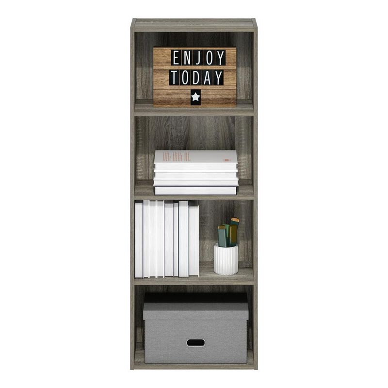 Furinno Luder 4-Tier Open Shelf Bookcase, French Oak