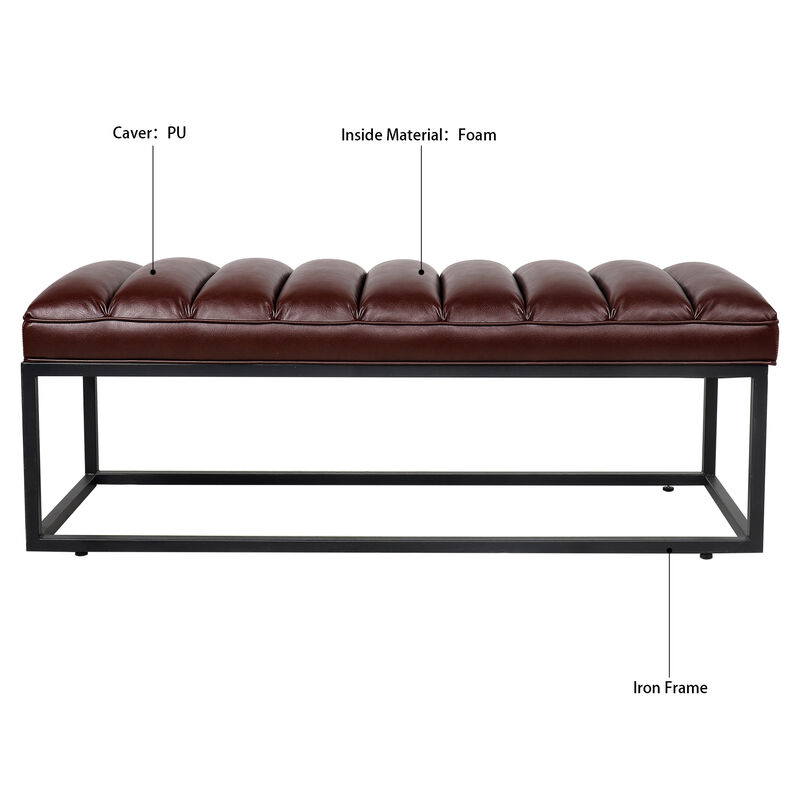 Metal Base Upholstered Bench For Bedroom For Entryway