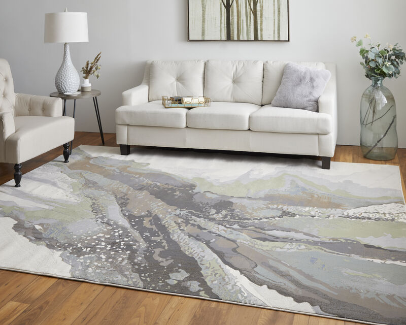 Clio 39K2F Green/Purple/Ivory 7'9" x 10' Rug