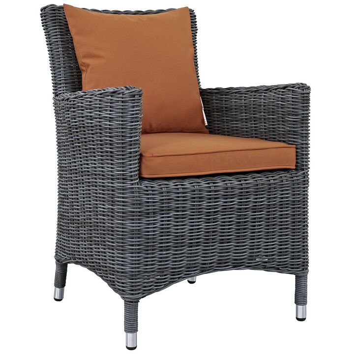 Modway Summon Wicker Rattan Outdoor Patio Sunbrella Dining Armchair in Canvas Tuscan