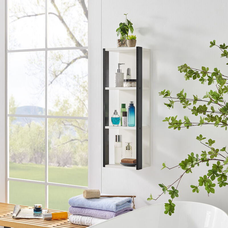 Recife Vertical Three-Tier Modern Shadow Box Cube Display Wall Shelf