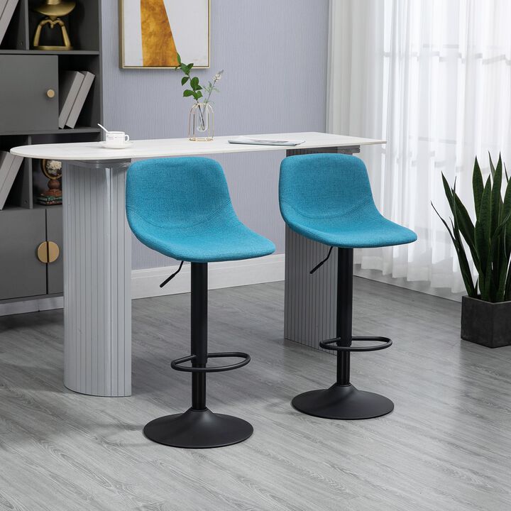 Blue Kitchen Perches: Set of 4 Adjustable Swivel Bar Height Chairs
