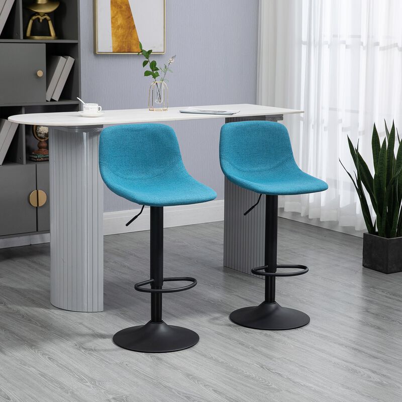 Blue Kitchen Perches: Set of 4 Adjustable Swivel Bar Height Chairs