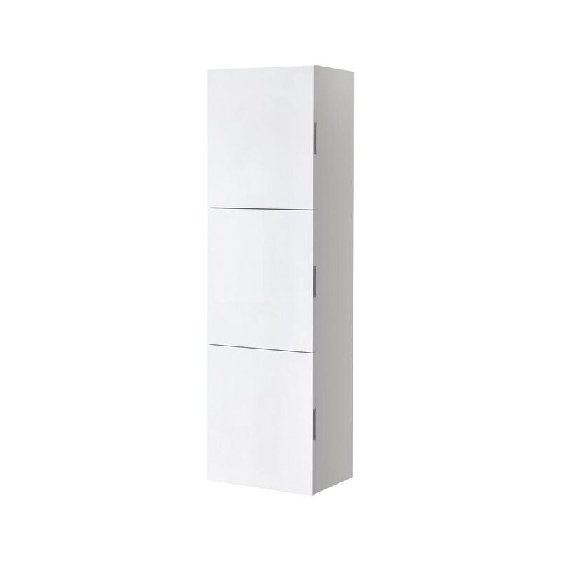 Kubebath 18 Wide by 59 High Linen Side Cabinet With Three Doors in Gloss White Finish