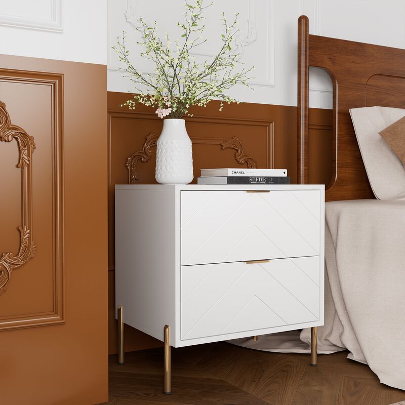2-Drawer Nightstand With Elegant Design