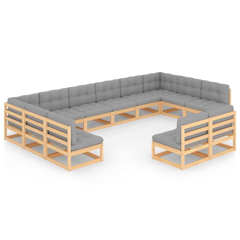 vidaXL 12 Piece Garden Lounge Set with Cushions Solid Pinewood