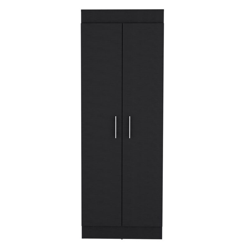 Nepal Pantry Cabinet, Space-Efficient 2-Door Design with Multiple Shelves-Black