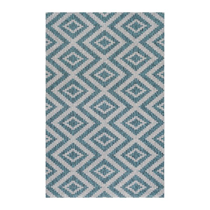 Sintra Diamond Tribal Blue/Gray Indoor/Outdoor Runner Rug