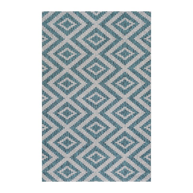 Sintra Diamond Tribal Blue/Gray Indoor/Outdoor Runner Rug
