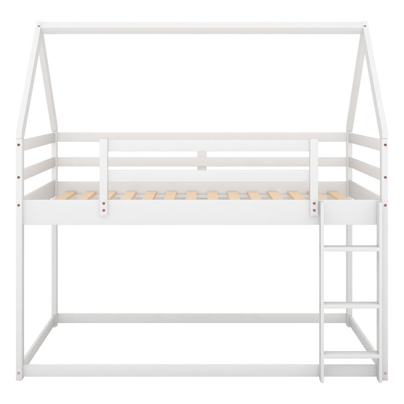 Merax Low Bunk Bed House Bed with Ladder