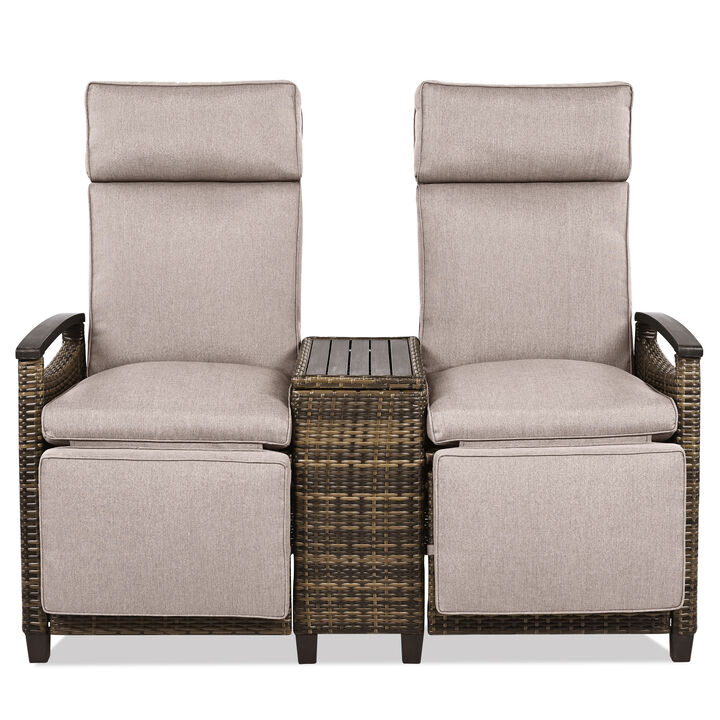 Merax Patio Recliner Loveseat Chair Outdoor Lounge Chair