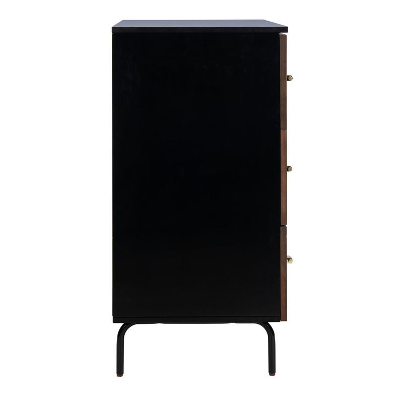Safavieh Genevieve 3 Drawer Dresser, Black/Walnut