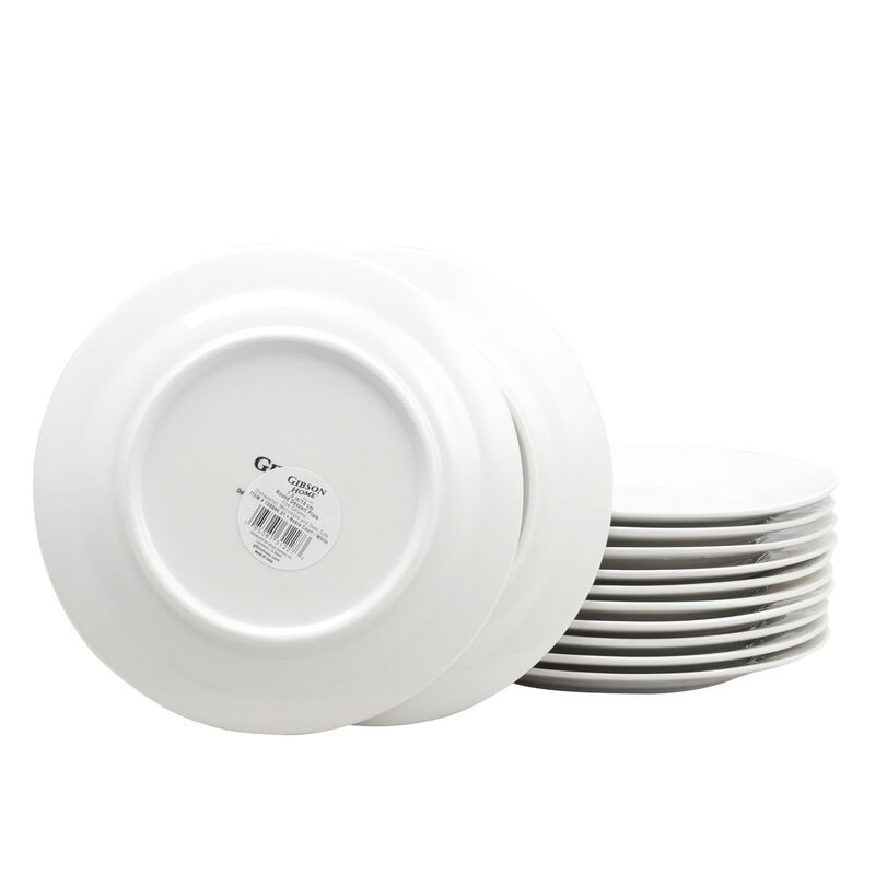 Gibson Home Noble Court 7.5 inch Dessert Plate Set in White, Set of 12