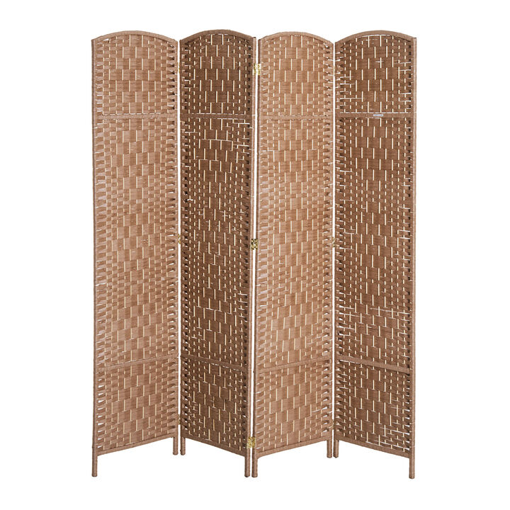 HOMCOM 6 Weave Panel Room Divider Privacy Folding Screen Diamond Decor Natural