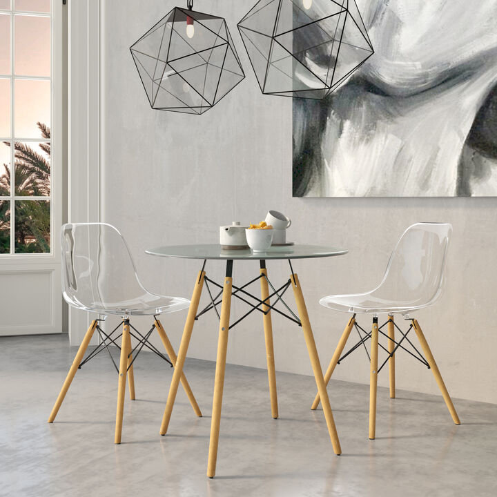 LeisureMod Dover Plastic Molded Dining Side Chair, Set of 2