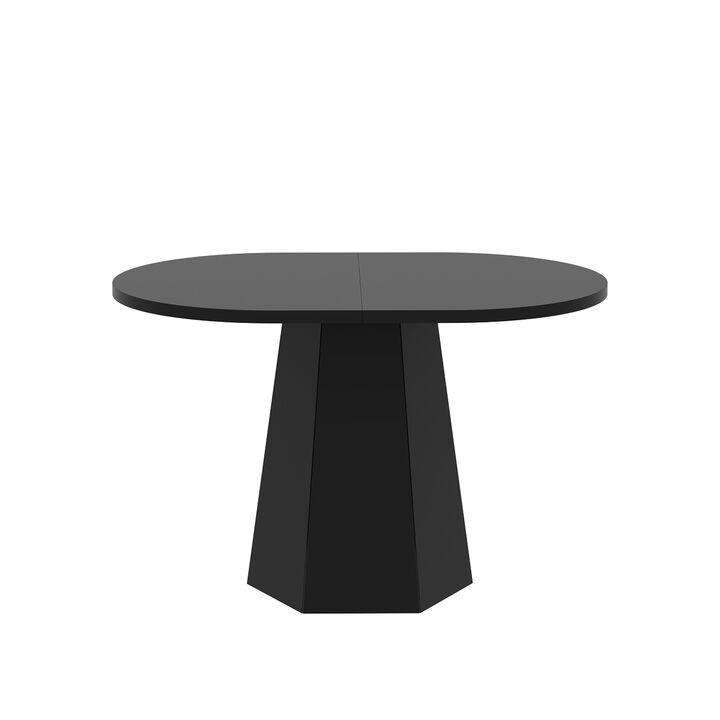FUFU&GAGA Modern Round Coffee Table with Sleek Black Finish, (47.2" W x 31.5" d x 29.9" H),Black