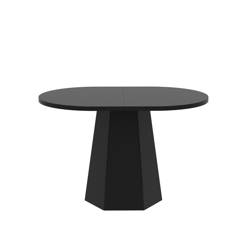 FUFU&GAGA Modern Round Coffee Table with Sleek Black Finish, (47.2" W x 31.5" d x 29.9" H),Black