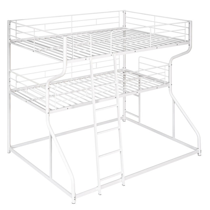 Full XL Over Twin XL Over Queen Size Triple Bunk Bed With Long And Short Ladder