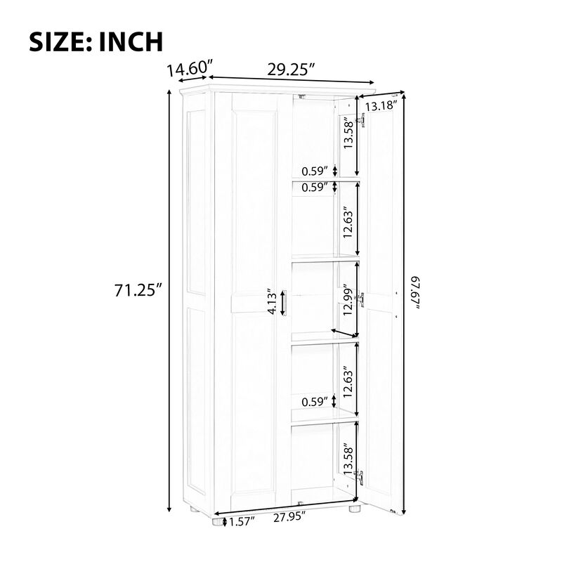 White Storage Cabinet with Two Doors for Bathroom