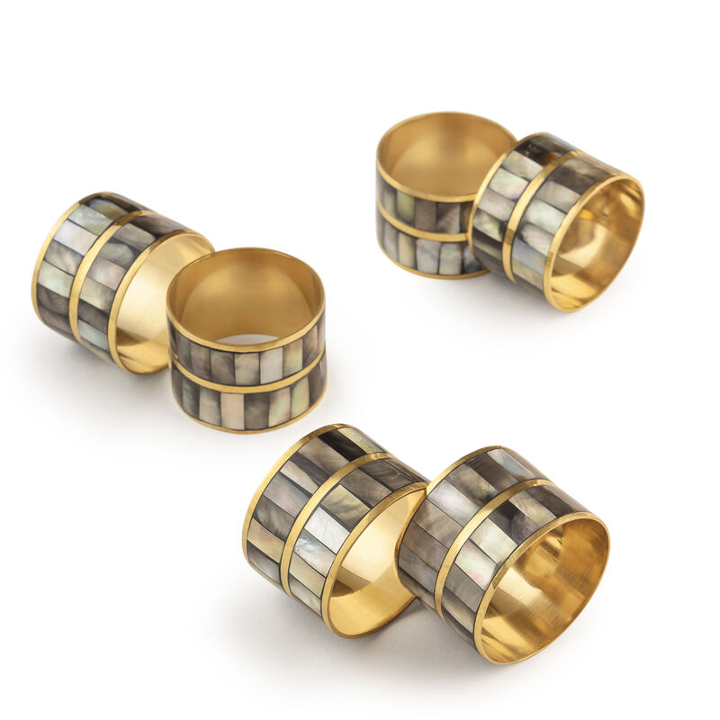 Primrose Black Pearl Napkin Rings, Set of 6