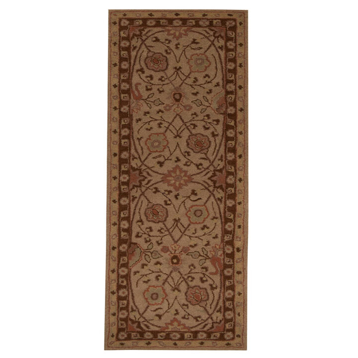 RUGSOTIC CARPETS HAND TUFTED WOOL ECO-FRIENDLY AREA RUGS  - 2'6"x8', Runner Shape, Cream, Classic Oriental Traditional  Design, High Pile Handmade Area Rugs for Living Room, Bed Room (K05202)