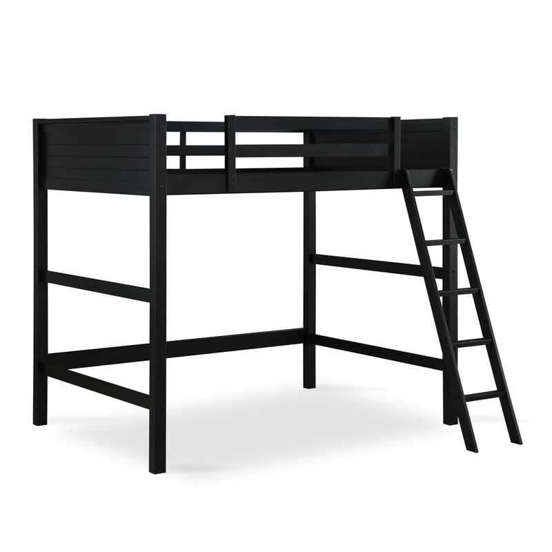 DHP Carlson Full Size Wooden Loft Bed with Ladder and Safety Railings