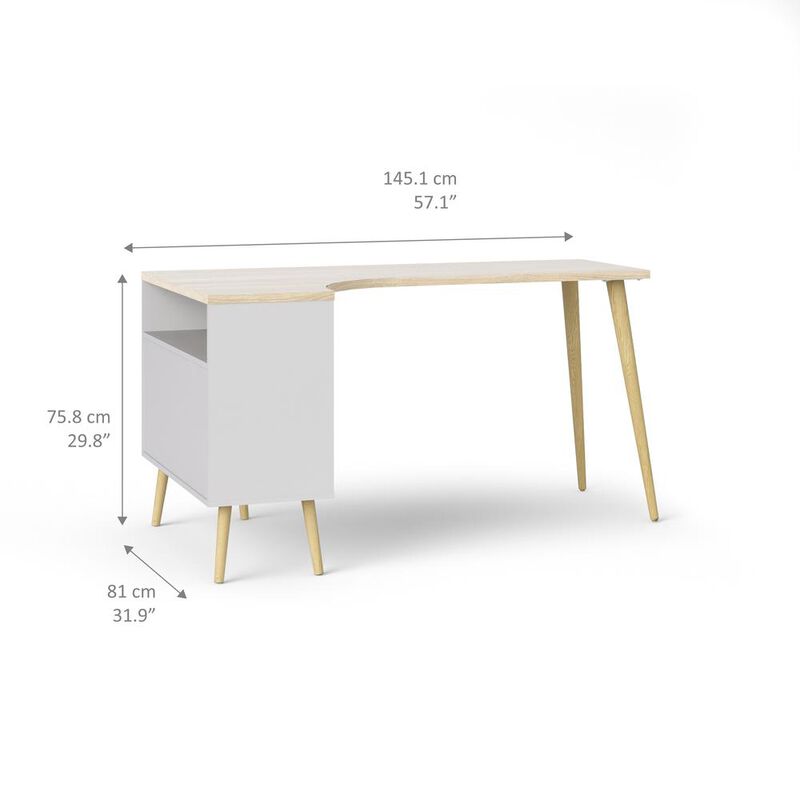 Tvilum Diana 2 Drawer, 3 Shelf Desk, White/Oak Structure